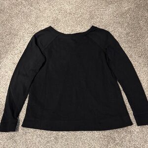 Loft Mixed Media Black Top with floral blouse material opening, XS